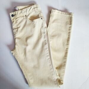 Free People Pale Yellow Denim Slim Straight Leg Jeans Size 27